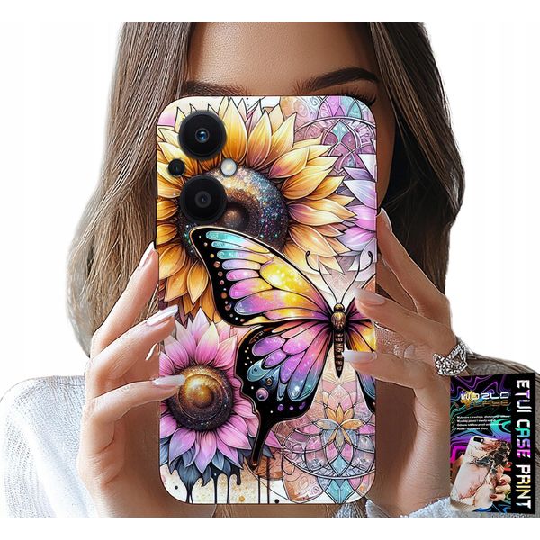 Custodia Per Oppo Reno7 Lite 5G - Girasole Con Farfalla, Custodia + Foil-image
