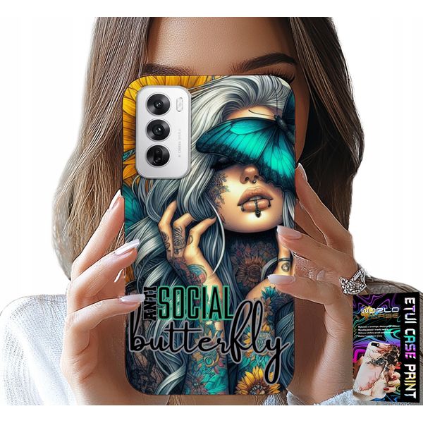 Custodia Oppo Reno12 5G - Anti Social, Butterfly, Motylek, Kobiece-image
