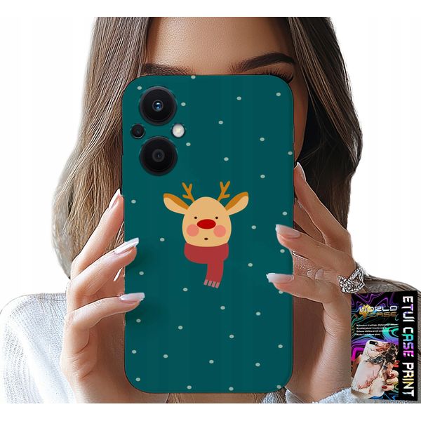 Custodia Per Oppo Reno7 Lite 5G - Renna Su Sfondo Verde Motivi Natalizi-image