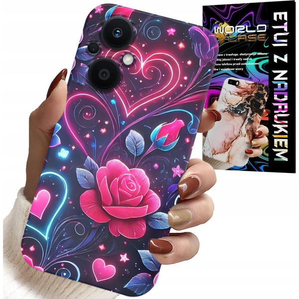 Custodia Per Oppo Reno8 Lite 5G - Cuore, Rosa, Custodia Per Adolescenti + Vetro-image
