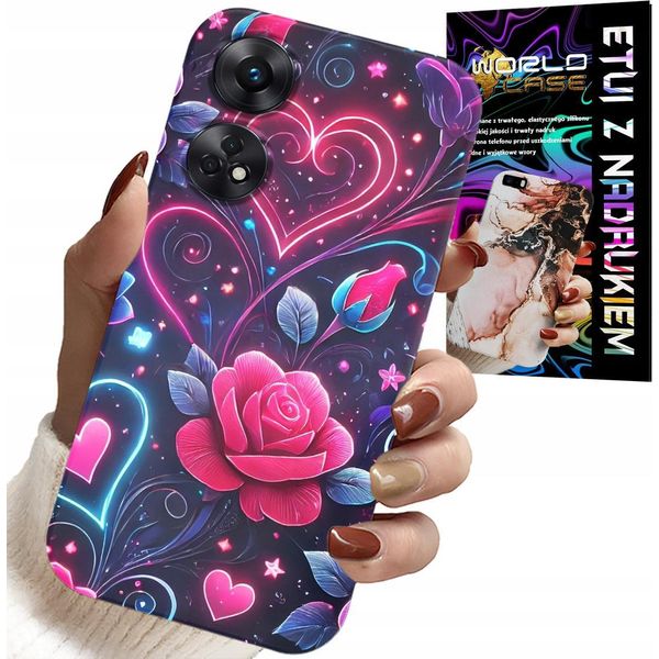 Custodia Per Oppo Reno8 T 4G - Cuore, Rosa, Custodia Per Adolescenti + Vetro-image