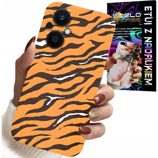 Custodia Per Oppo Reno8 Lite 5G - Cover Posteriore A Strisce Tiger + Vetro-image