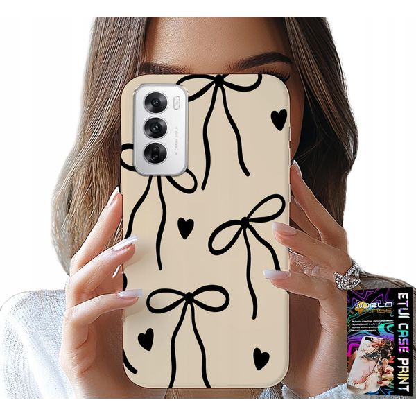 Custodia Per Oppo Reno12 Pro 5G - Cocards A Nastro Beige Con Motivi Alla Moda-image