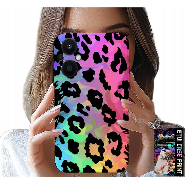 Custodia Per Oppo Reno8 Lite 5G - Vetro Posteriore Colorato Panther Rainbow-image