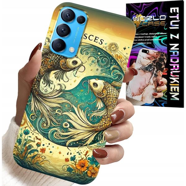 Custodia Per Oppo Reno5 4G 5G - Segno Zodiacale, Pesci Astronomia + Foil-image