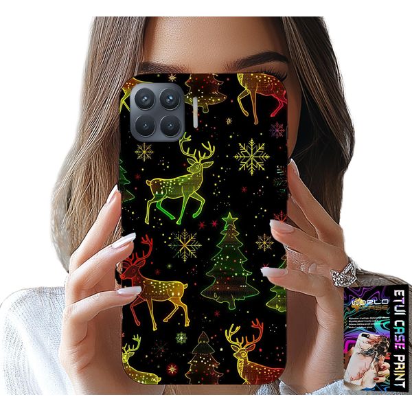 Custodia Per Oppo Reno 4 Lite - Renna, Fiocco Di Neve, Albero Di Natale + Vetro-image