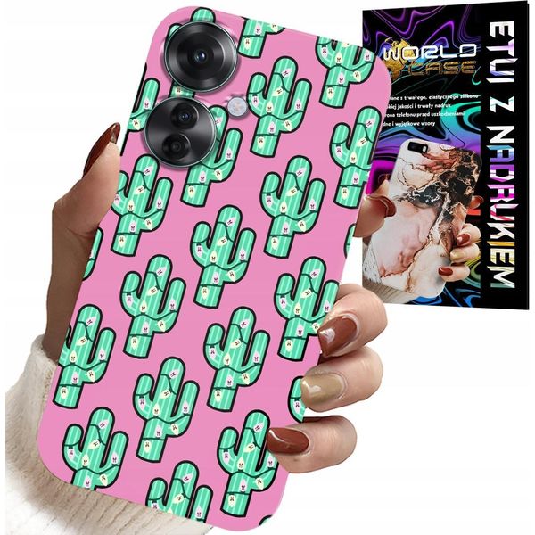 Custodia Per Oppo Reno11 F 5G - Cactus, Cactus Su Sfondo Rosa + Foil-image