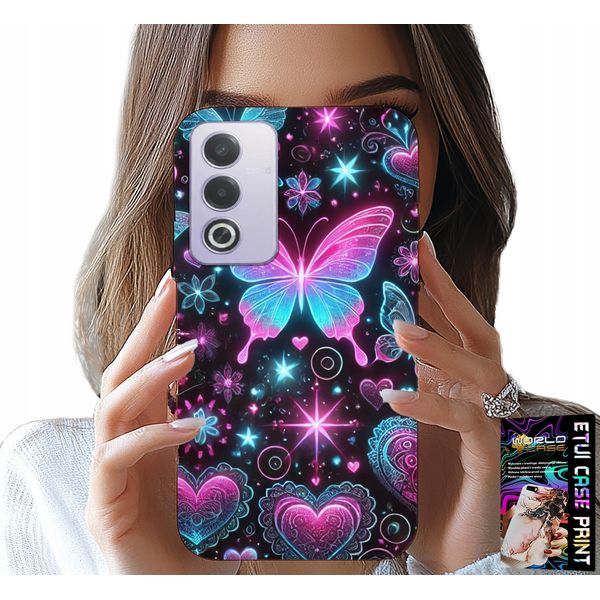 Custodia Per Oppo A80 5G - Custodia Con Motivi Alla Moda A Forma Di Cuore Di Farfalla Colorato-image