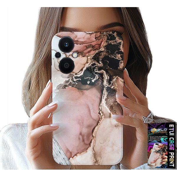 Custodia Per Oppo Reno7 Lite 5G - Elegante Marmo Con Motivi Alla Moda + Vetro-image