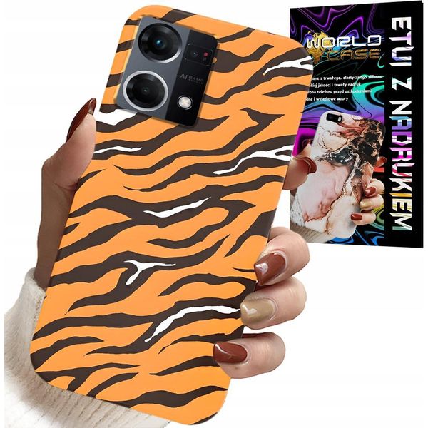 Custodia Per Oppo Reno7 4G - Cover Posteriore A Strisce Di Tigre + Vetro-image