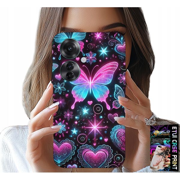 Custodia Per Oppo Reno11 F 5G - Custodia Con Motivi Alla Moda A Forma Di Cuore Di Farfalla Colorata-image
