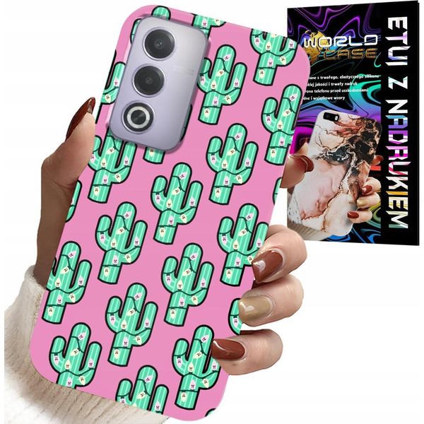 Custodia Per Oppo A80 5G - Cactus, Cactus Su Sfondo Rosa + Foil-image