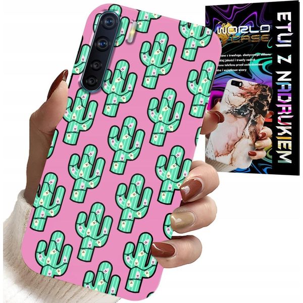 Custodia Per Oppo A91 - Cactus, Cactus Su Sfondo Rosa + Foil-image