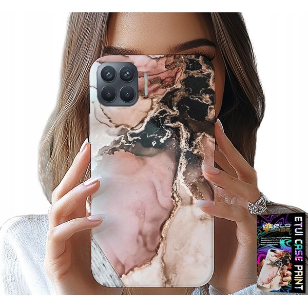 Custodia Per Oppo Reno 4 Lite - Elegante Marmo Con Motivi Alla Moda + Vetro-image