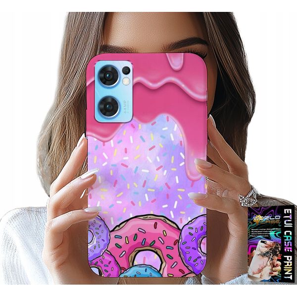 Custodia Per Oppo Reno7 5G - Ciambelle Dolci Con Glassa Sullo Sfondo + Vetro-image