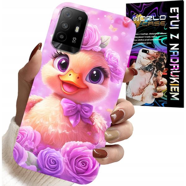 Custodia Per Oppo Reno 5Z / A94 5G - Anatra Dolce, Anatra Su Sfondo Rosa-image