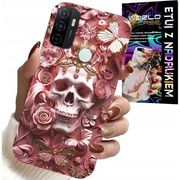 Custodia Per Oppo A53S / A53 2020 - Modelli Femminili E Alla Moda, Teschio In Rose-image