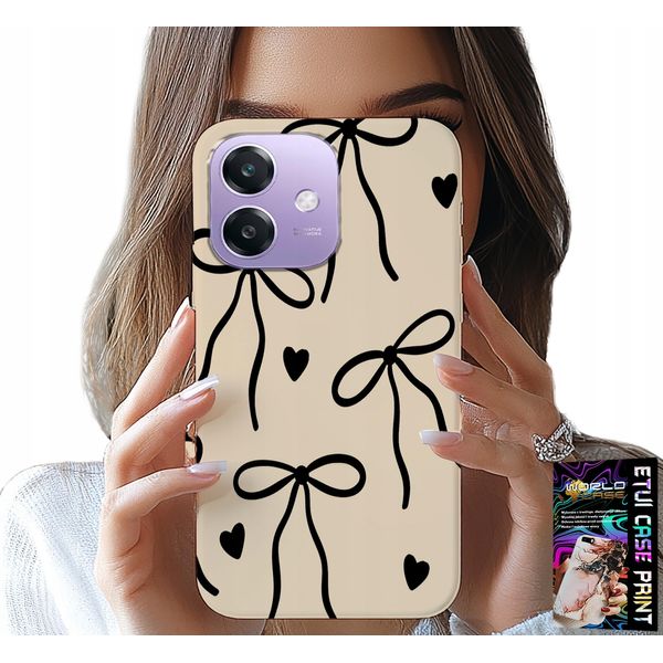 Custodia Per Oppo A40 / A40M - Fascette A Nastro Beige Con Motivi Alla Moda-image
