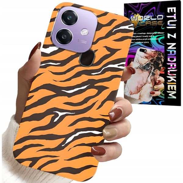 Custodia Per Oppo A40 / A40M - Cover Posteriore A Strisce Di Tigre + Vetro-image