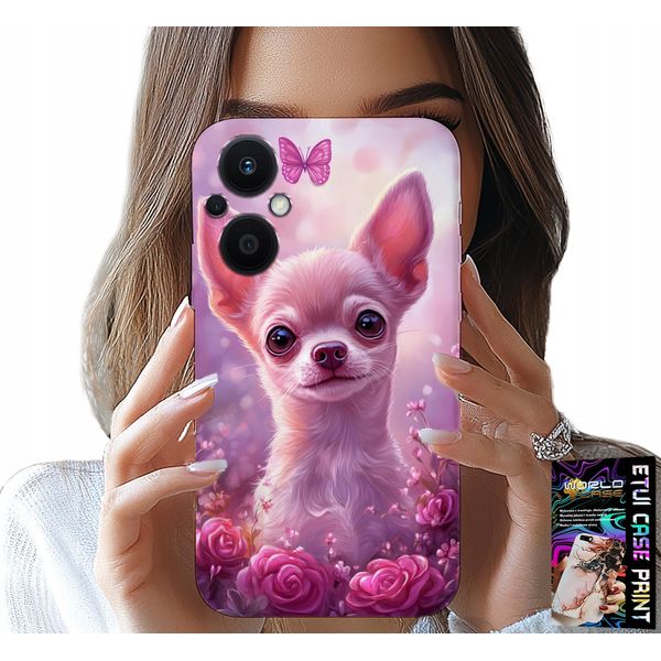 Custodia Per Oppo Reno7 Lite 5G - Chihuahua Carino Su Sfondo Rosa Con Fiori-image