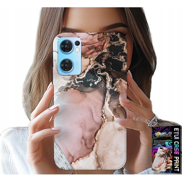 Custodia Per Oppo Reno7 5G - Elegante Marmo Con Motivi Alla Moda + Vetro-image