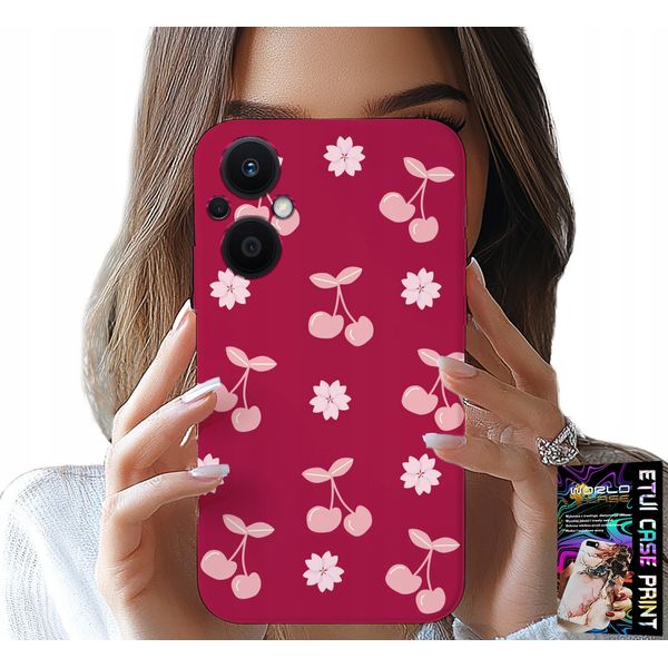 Custodia Per Oppo Reno7 Lite 5G - Ciliegie, Ciliegie Su Sfondo Maroon + Foil-image