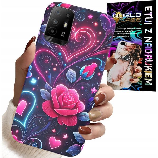 Custodia Per Oppo Reno 5Z / A94 5G - Cuore, Rosa, Custodia Per Adolescenti + Vetro-image