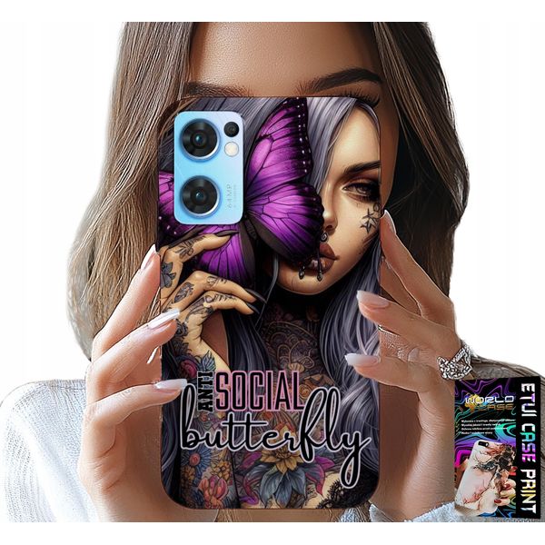 Custodia Per Oppo Reno7 5G - Anti Social Butterfly Pink Butterfly + Vetro-image