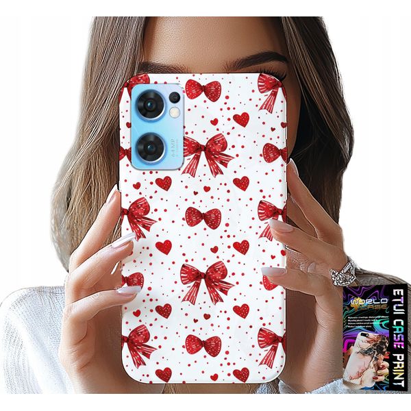 Custodia Per Oppo Reno7 5G - Nastro Rosso Con Motivi Alla Moda-image