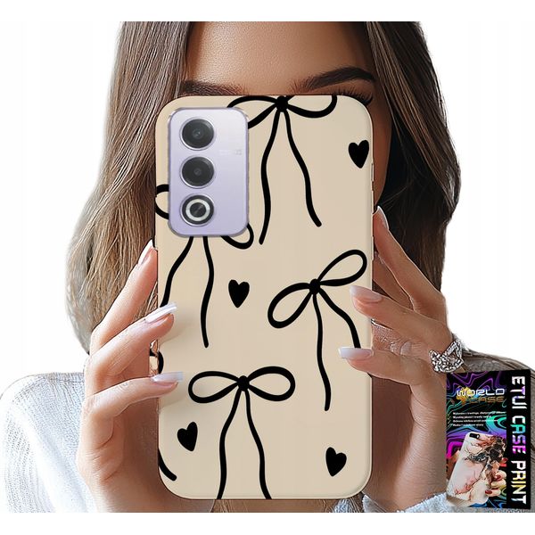 Custodia Per Oppo A80 5G - Cocards A Nastro Beige Con Motivi Alla Moda-image