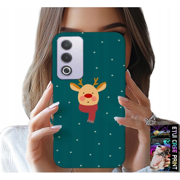 Custodia Per Oppo A80 5G - Renna Su Sfondo Verde Motivi Natalizi-image