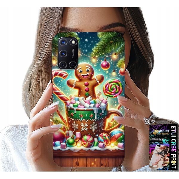 Custodia Per Oppo A52 - Gingerbread Motivi Natalizi Di Pan Di Zenzero + Vetro-image