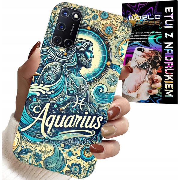 Custodia Per Oppo A52 - Segno Zodiacale, Acquario, Astronomia Plecki-image