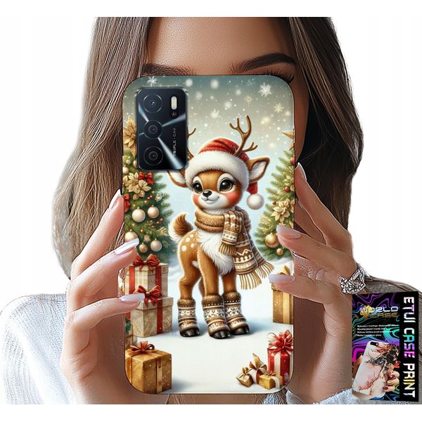 Custodia Per Oppo A16 / A16S / A54S - Renna, Motivi Natalizi + Vetro-image