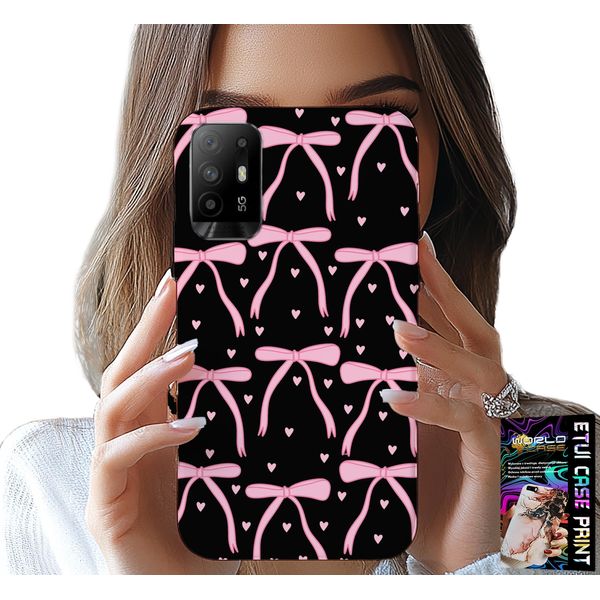 Custodia Per Oppo Reno 5Z / A94 5G - Nastri Neri E Rosa-image