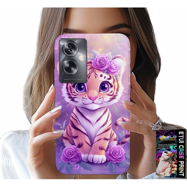 Custodia Per Oppo A79 5G - Tigre Carina Su Sfondo Rosa + Foil-image