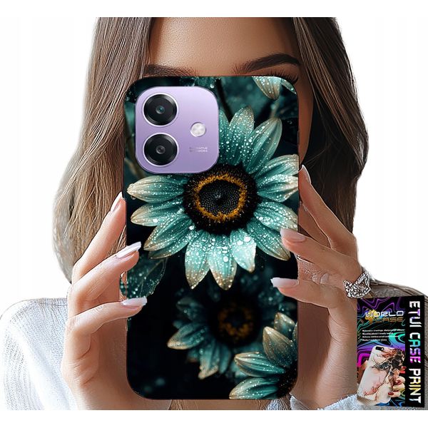 Custodia Per Oppo A40 / A40M - Gerbera Blu A Margherita +Folia-image