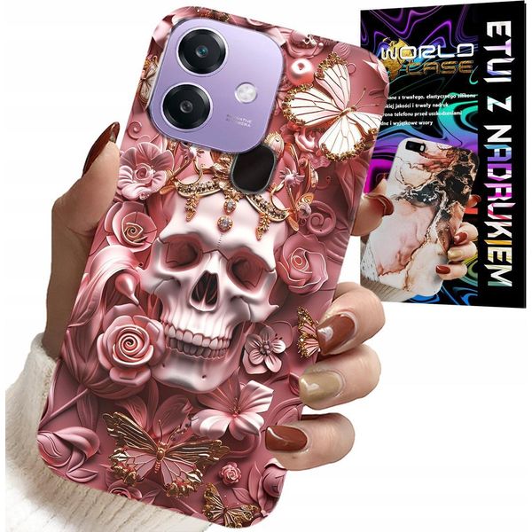 Custodia Per Oppo A40 / A40M - Donna, Motivi Alla Moda, Teschio In Rosa-image