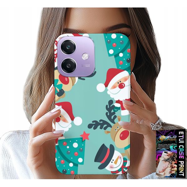 Custodia Per Oppo A60 5G - Babbo Natale, Renna, Pupazzo Di Neve, Disegni Natalizi-image