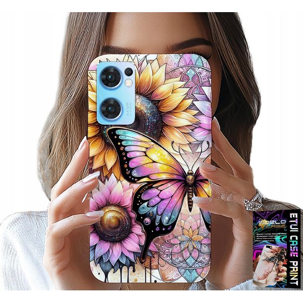 Custodia Per Oppo Reno7 5G - Girasole Con Farfalla, Custodia + Foglio Di Alluminio-image