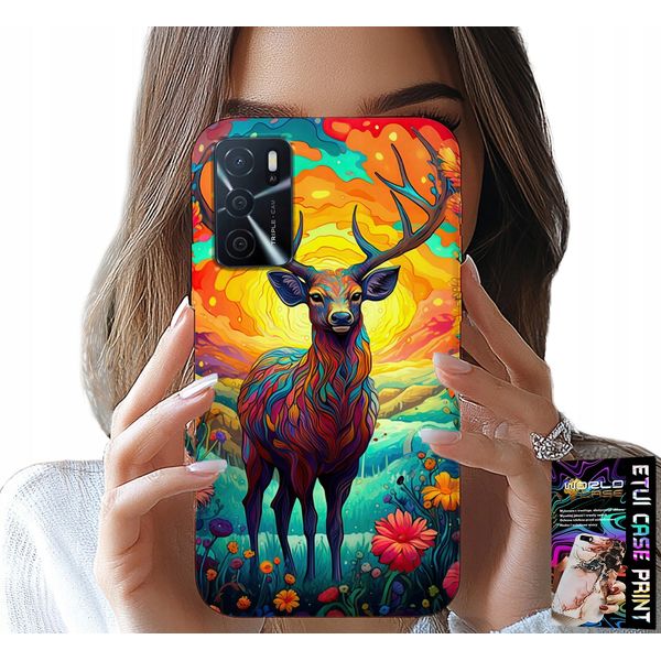 Custodia Per Oppo A16 / A16S / A54S - Modelli Colorati Cervi Alci Animali Della Foresta-image