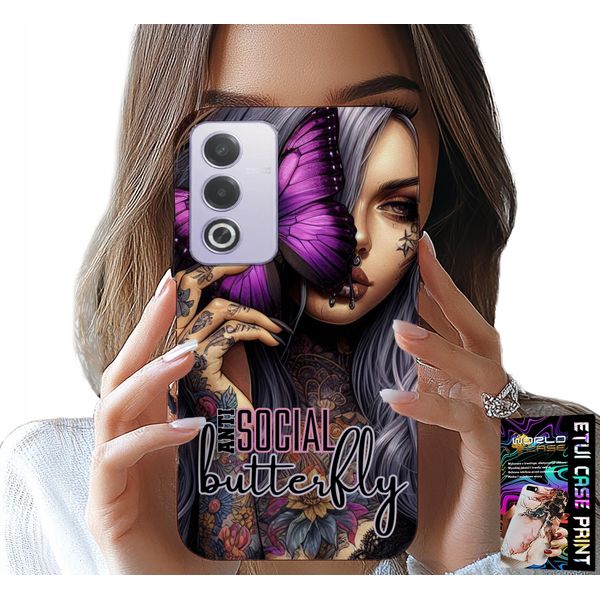 Custodia Per Oppo A80 5G - Anti Social Butterfly Pink Butterfly + Foil-image