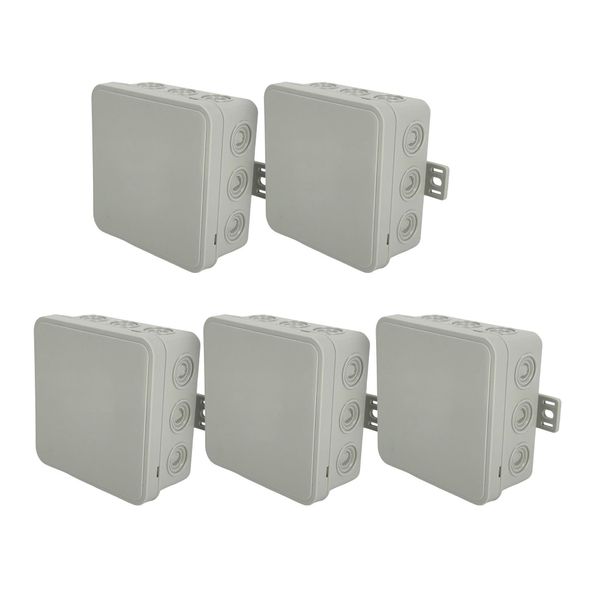 5X Scatola Di Derivazione Flessibile Per Montaggio A Superficie 100X100X41Mm IP54 12 Entrate Cavi A Scatto Con Aperture A Bussola Grigio V7 EDO777919 Edo Technic-image