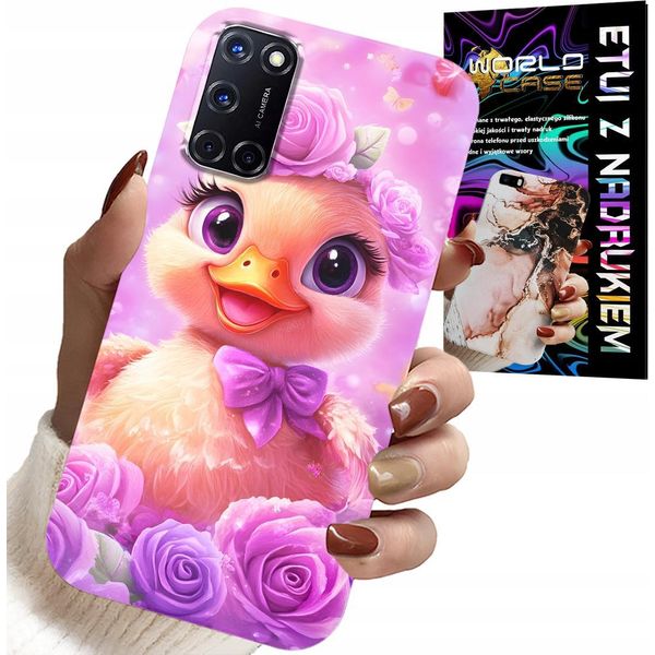 Custodia Per Oppo A52 - Anatra Carina, Anatra Su Sfondo Rosa-image