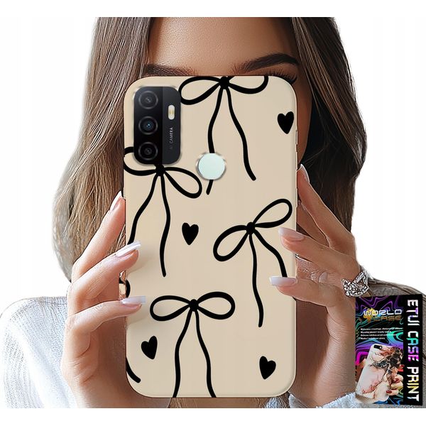 Custodia Per Oppo A53S / A53 2020 - Cocards Nastro Beige Motivi Alla Moda-image