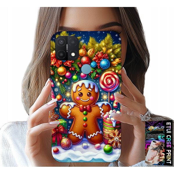 Custodia Per Oppo A15 / A15S - Pan Di Zenzero, Motivi Natalizi + Vetro-image