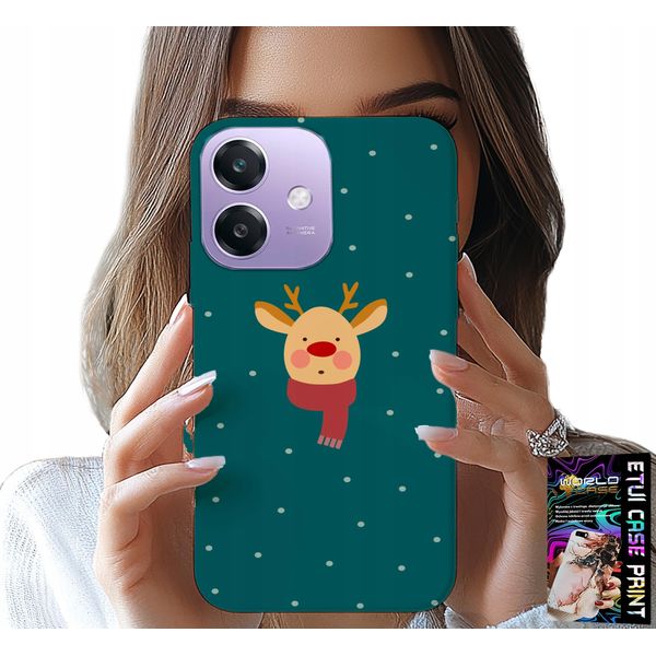 Custodia Per Oppo A60 5G - Renna Su Sfondo Verde Motivi Natalizi-image