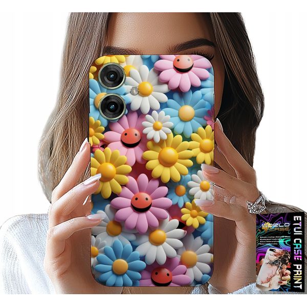 Custodia Per Motorola Moto G55 - Custodia Con Fiori Colorati E Margherite-image