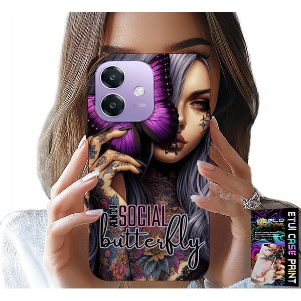 Custodia Per Oppo A40 / A40M - Anti Social Butterfly Pink Butterfly + Vetro-image