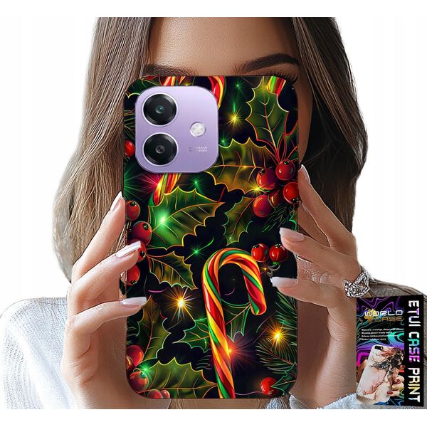 Custodia Per Oppo A40 / A40M - Bastoncino Di Zucchero, Vischio, Albero Di Natale + Vetro-image